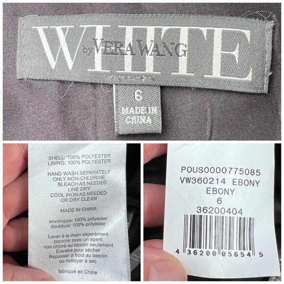 White by Vera Wang Ebony Black Formal Halter Maxi Gown Size 6 - Picture 3 of 9